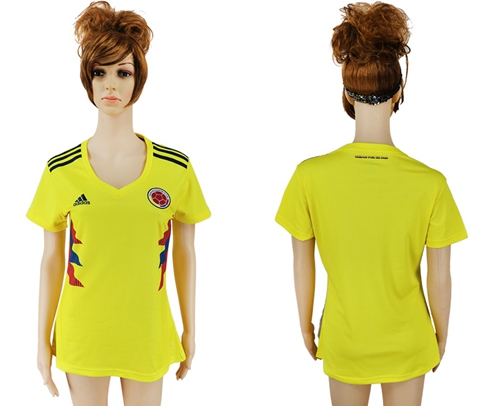 Women's Colombia Blank Home Soccer Country Jersey - Click Image to Close